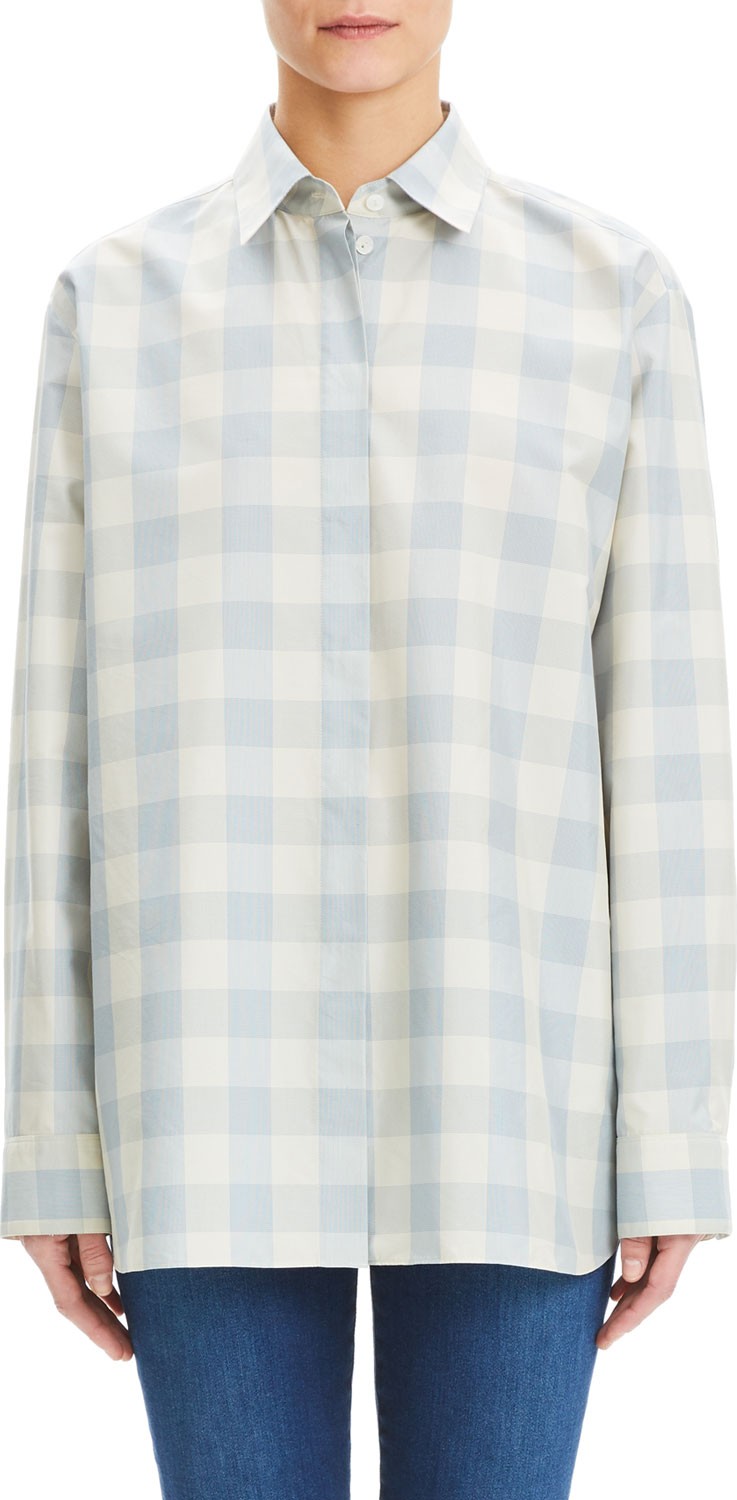 Theory Fuji Check Menswear Oversized Shirt