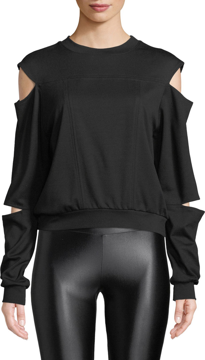 Cushnie Et Ochs Slit-Sleeve Crewneck Sweatshirt