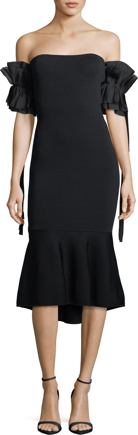 Sachin & Babi Meksin Flared Ruffle Short-Sleeve Knit Cocktail Dress