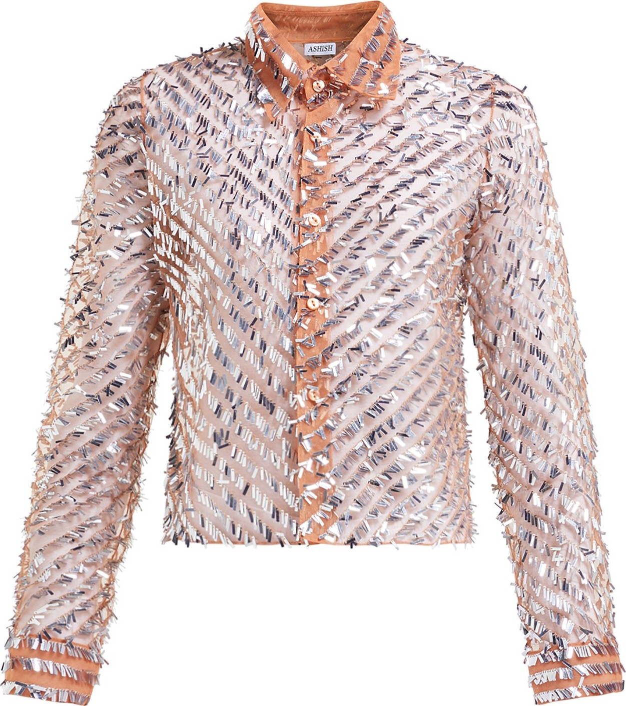 ASHISH Striped sequinned shirt