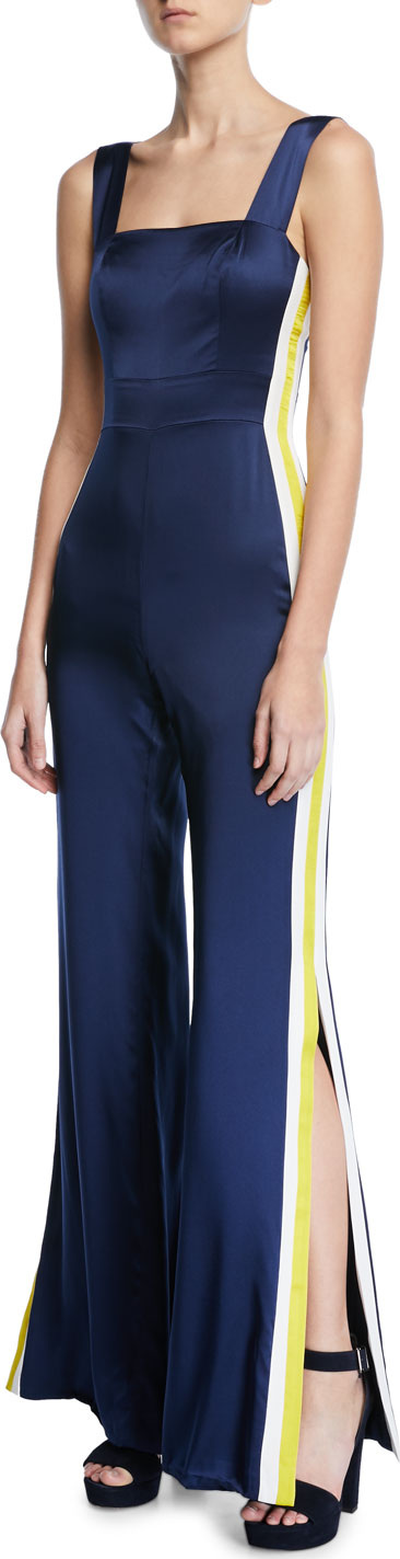 Alexis Luisana Side-Stripe Silk Jumpsuit