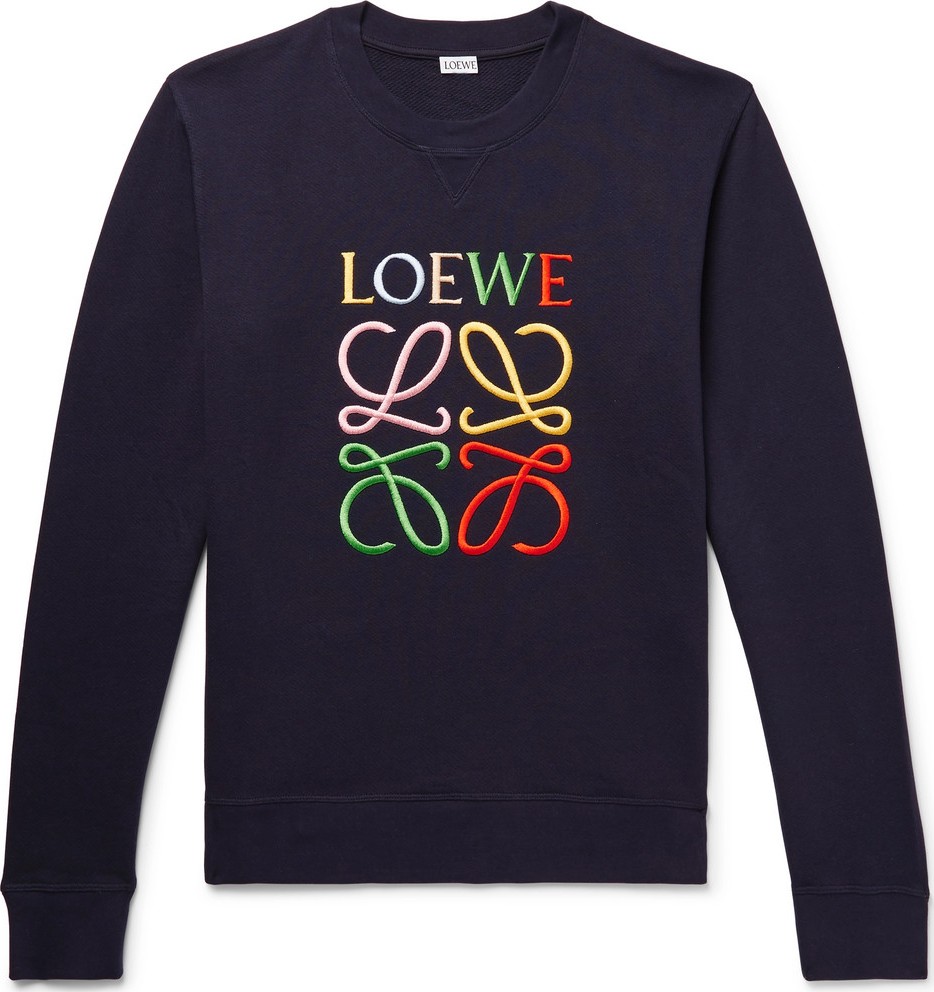 LOEWE Logo-Embroidered Loopback Cotton-Jersey Sweatshirt