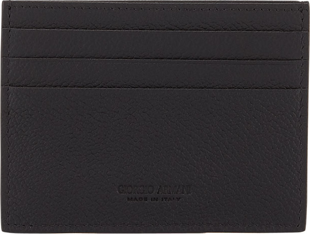 Giorgio Armani Tumbled Leather Credit Card Holder, Black