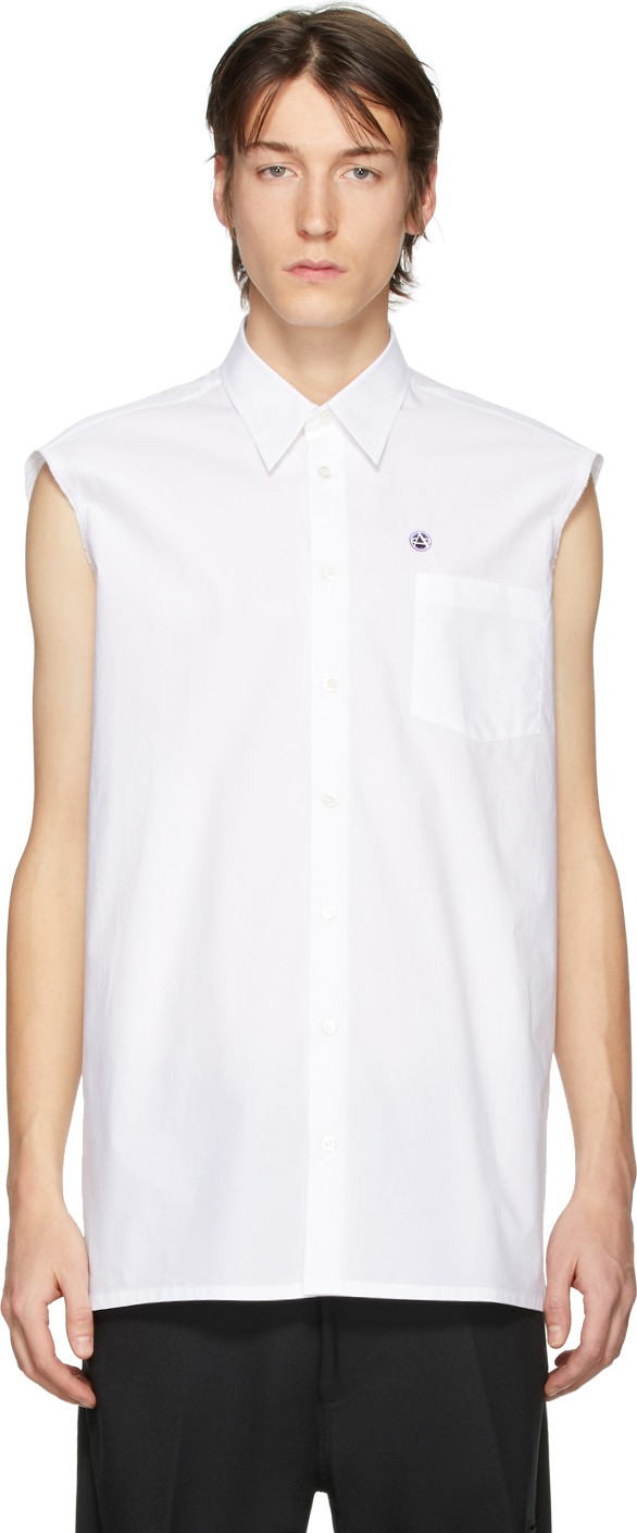 Raf Simons White Sleeveless Regular Fit Shirt Raf Simons White Sleeveless Regular Fit Shirt