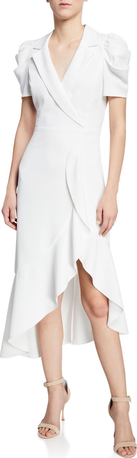 Alice + Olivia Solaris Cross-Front Collared Dress