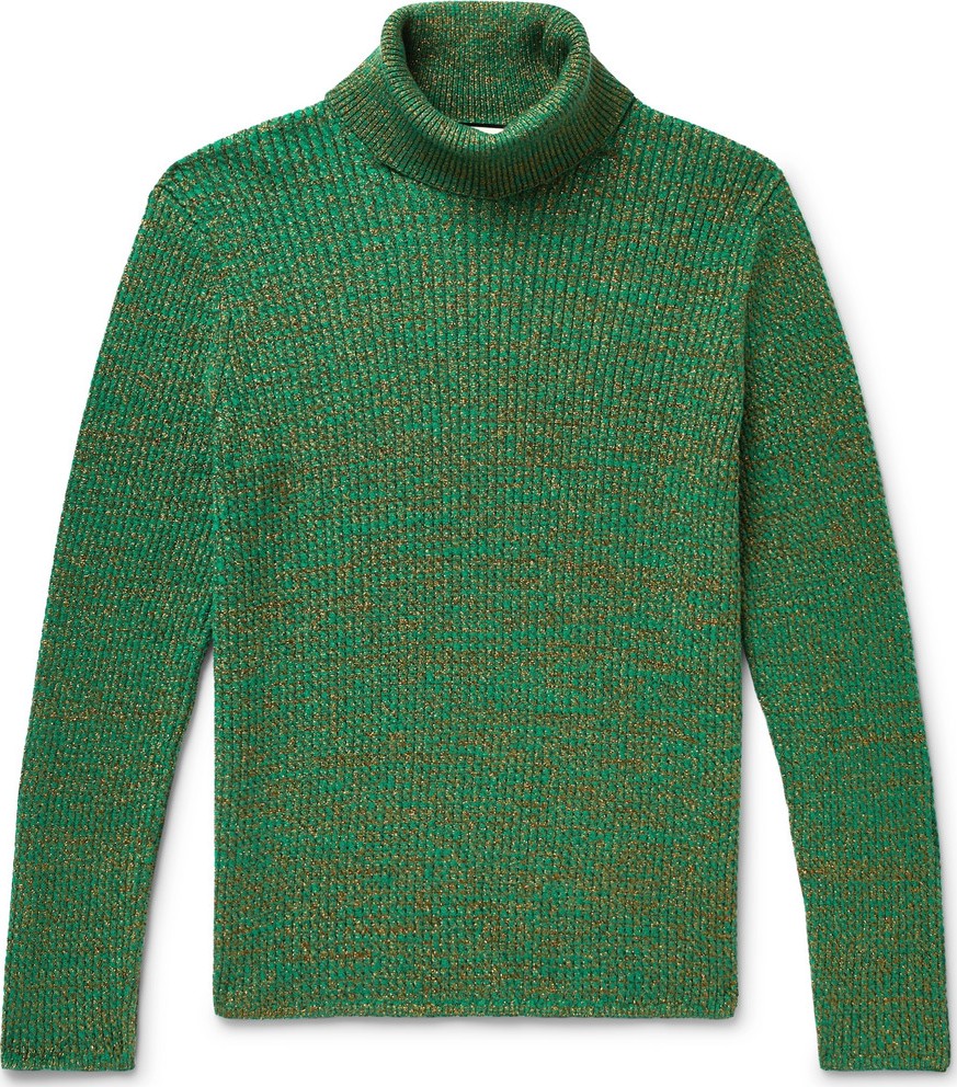 Gucci Slim-Fit Metallic Mélange Cotton-Blend Rollneck Sweater