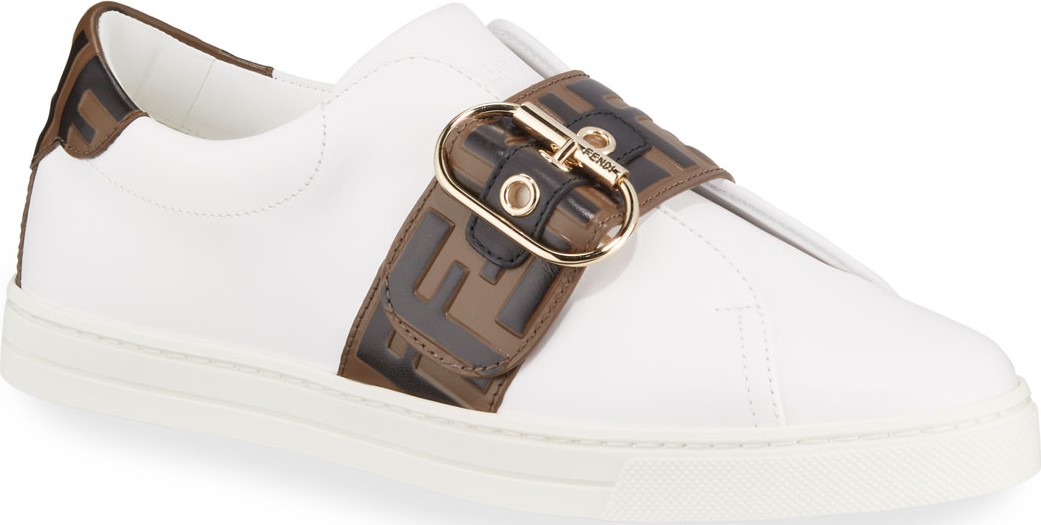 Fendi Pearland Leather Low-Top Sneakers