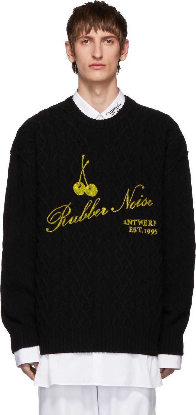 Raf Simons Black Wool Aran Sweater