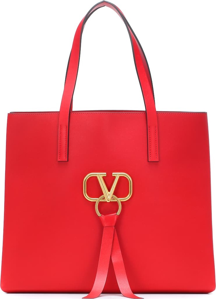 Valentino Valentino Garavani V-Ring leather shopper
