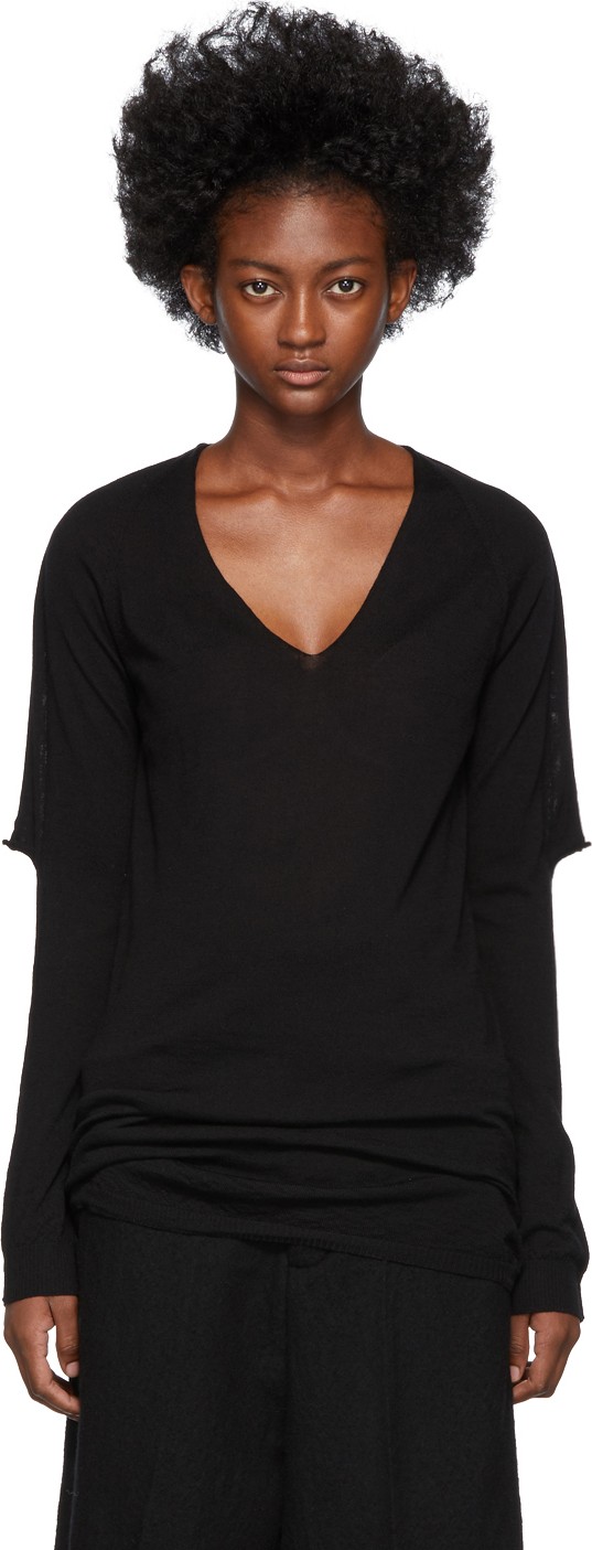 Rick Owens Black Zionic V-Neck Sweater