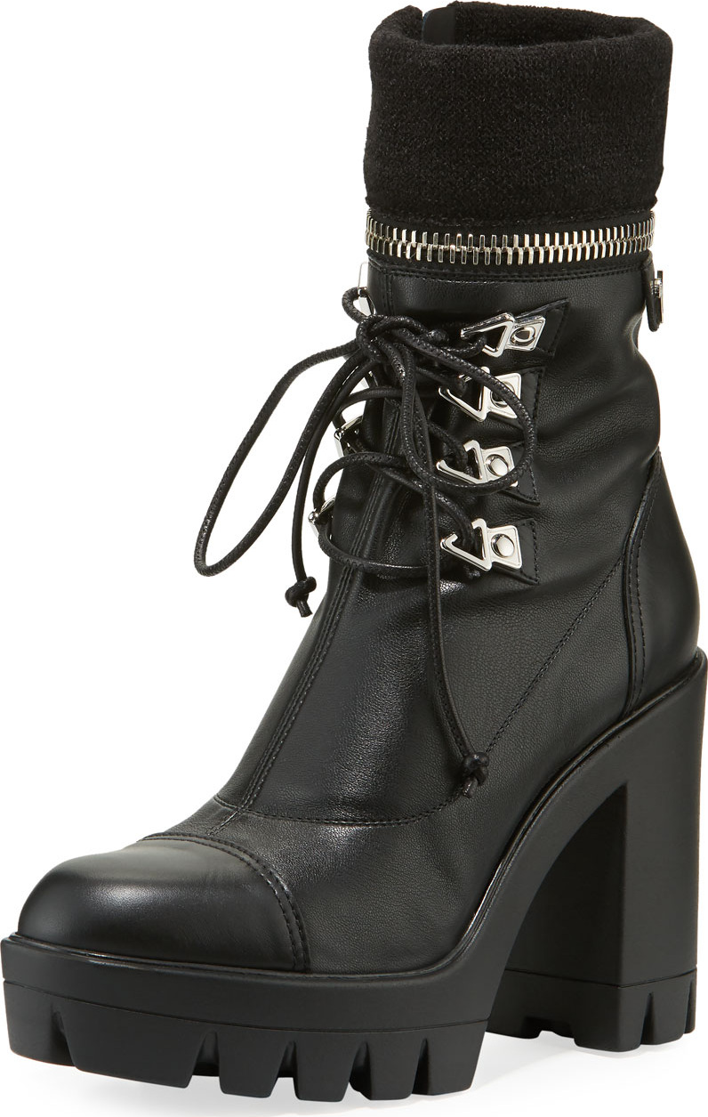 Giuseppe Zanotti Platform Leather Combat Booties