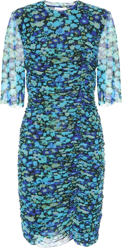 Ganni Floral mesh minidress