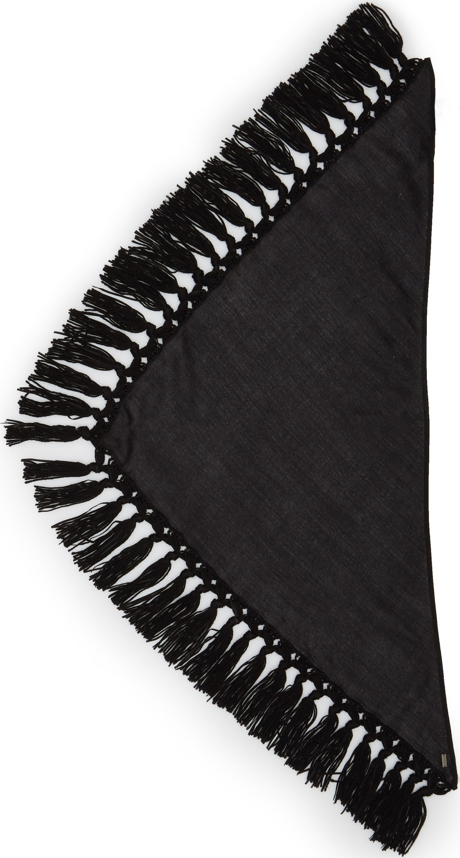 Saint Laurent Triangle Wool Knot Fringe Scarf