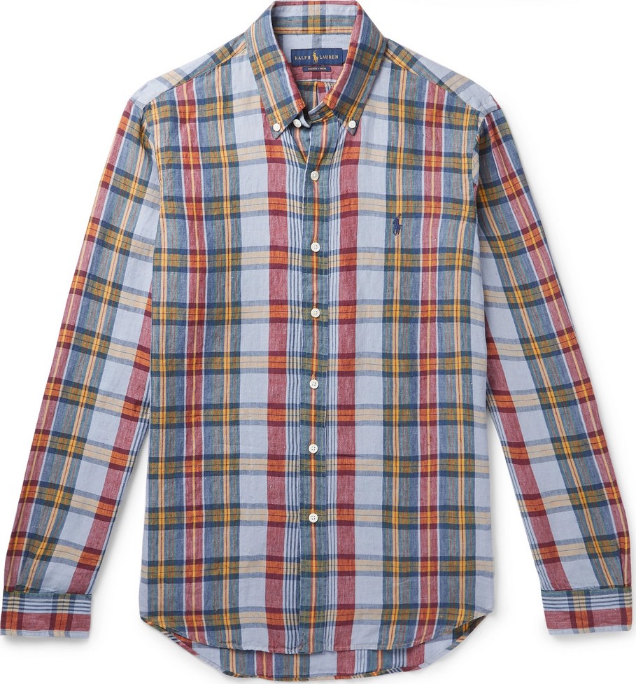 Polo Ralph Lauren Button-Down Collar Checked Linen Shirt