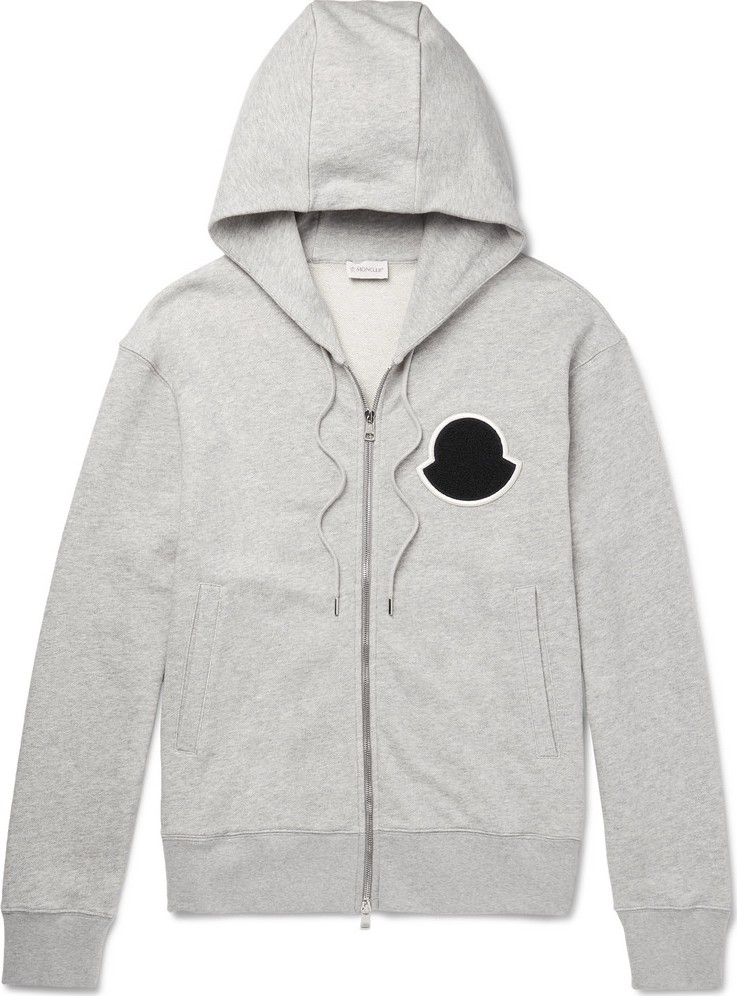 Moncler Mélange Loopback Cotton-Jersey Zip-Up Hoodie