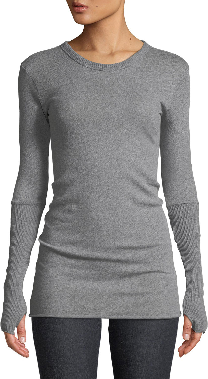 ENZA COSTA Cashmere Cuffed Long-Sleeve Pullover Sweater