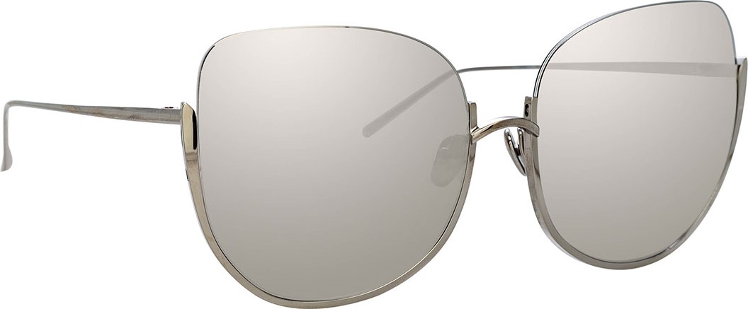 Linda Farrow Semi-Rimless Mirrored Butterfly Sunglasses
