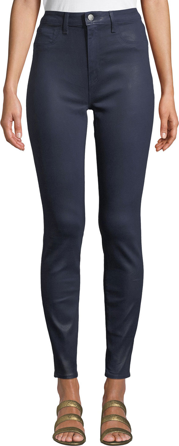L'AGENCE Marguerite Coated Cotton Denim High-Rise Skinny Jeans