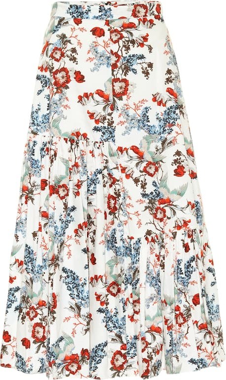 Erdem Gaura floral cotton-poplin midi skirt
