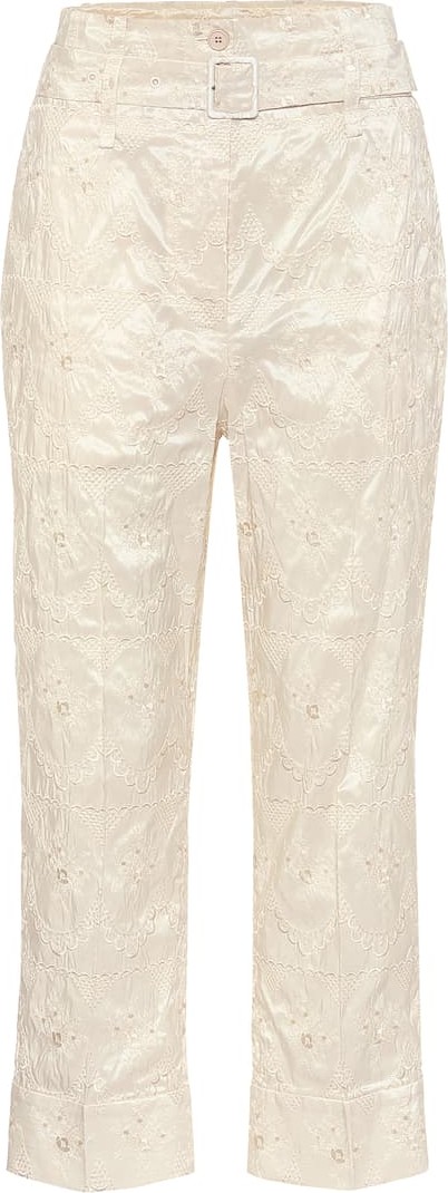 Simone Rocha Lace-taffeta high-rise pants