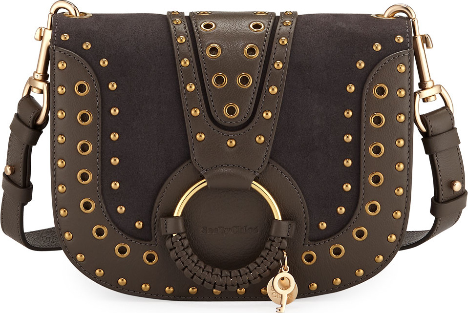 See By Chloé Hana Studded Leather/Suede Shoulder Bag