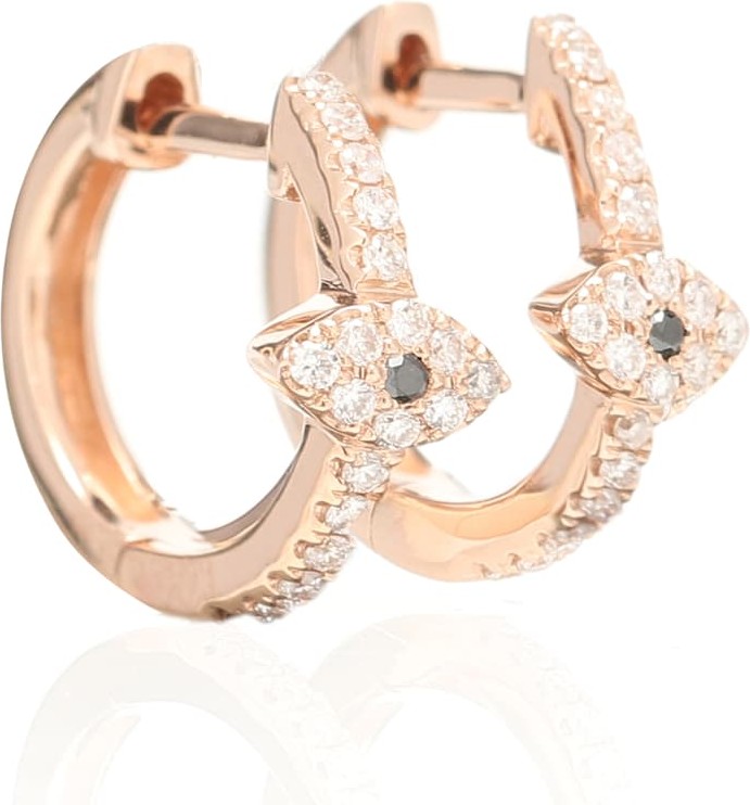 Jacquie Aiche Pave Eye Mini 14kt rose gold hoop earrings with diamonds