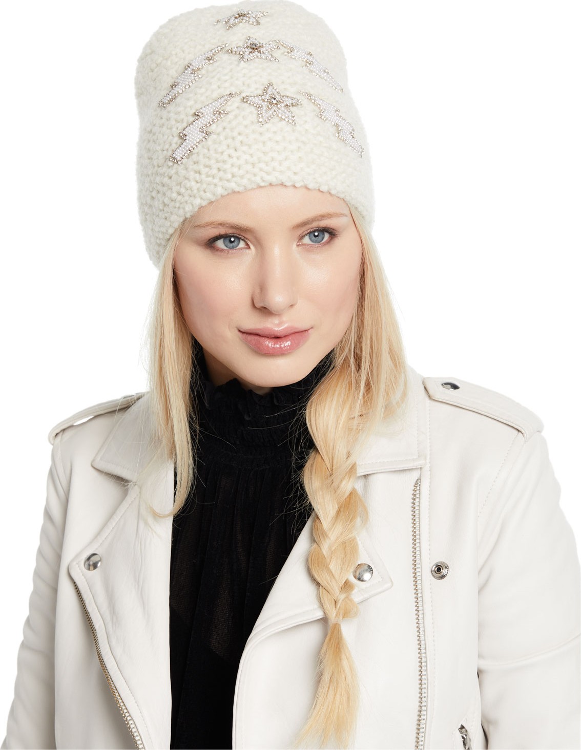 Jennifer Behr Bowie Lightning Bolts & Stars Embellished Beanie Hat