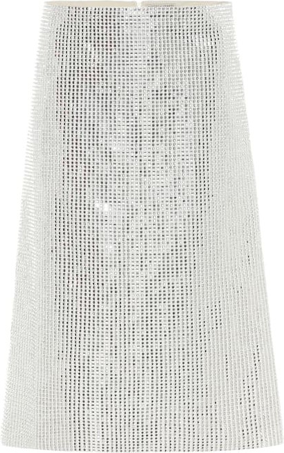 Bottega Veneta Embellished linen-blend midi skirt