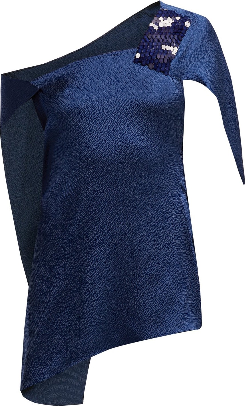 Roland Mouret Heartwell draped silk-blend cloqué top