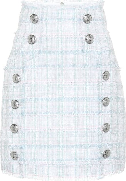 Balmain Embellished tweed miniskirt