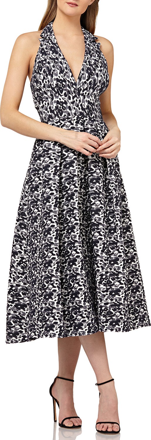 Kay Unger Halter Dress in Stretch Jacquard