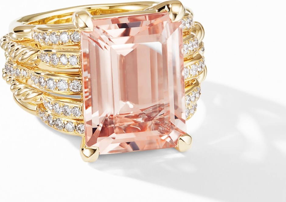 David Yurman Tides Woven Ring in 18K Yellow Gold with Diamonds