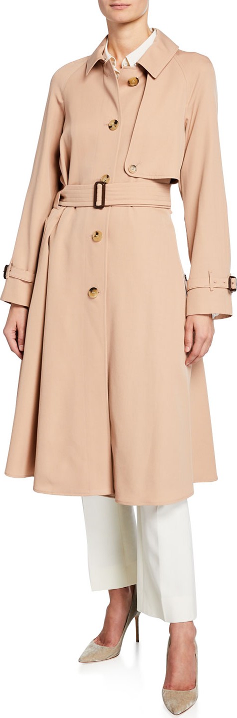 Burberry London England Cinderford Belted Wool Trench Coat
