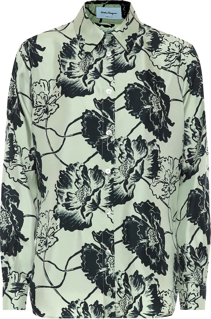 Salvatore Ferragamo Floral silk-faille shirt