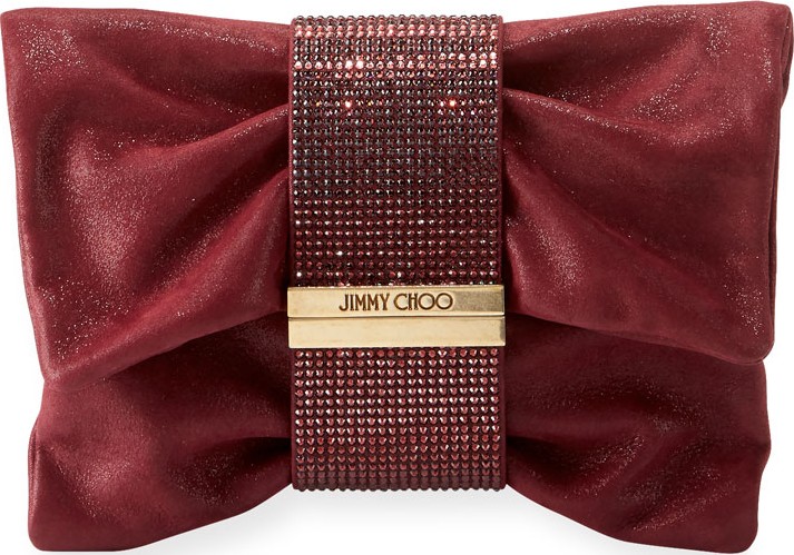 Jimmy Choo Chandra Small Crystal Clutch Bag, Bordeaux
