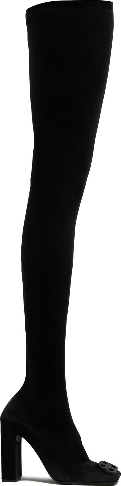 Balenciaga Double Square BB-logo over-the-knee velvet boots