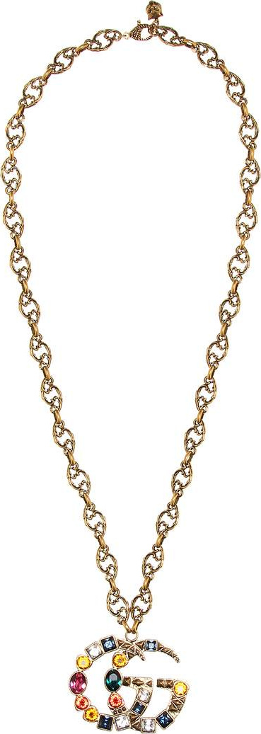 Gucci Crystal logo pendant necklace