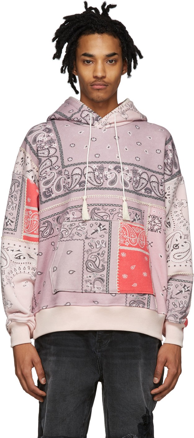 Amiri Red Oversized Bandana Reconstructed Hoodie