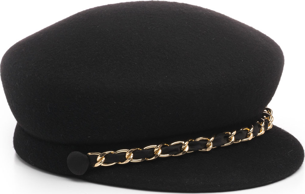 Eugenia Kim Sabrina Wool Newsboy Hat w/ Golden Curb Chain Detail