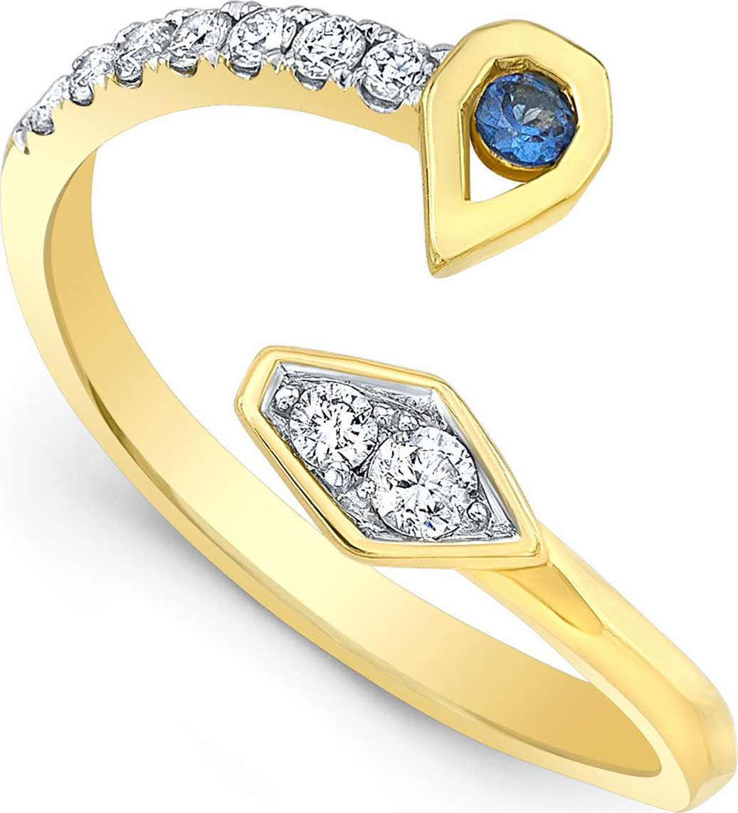 Ron Hami 14k Sapphire & Diamond Bypass Ring