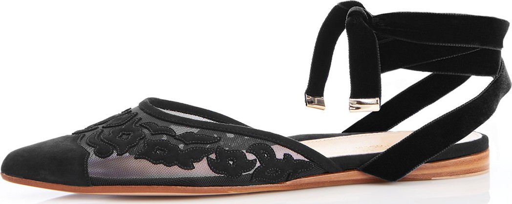 Marion Parke Naomi Ankle-Tie Suede Flats