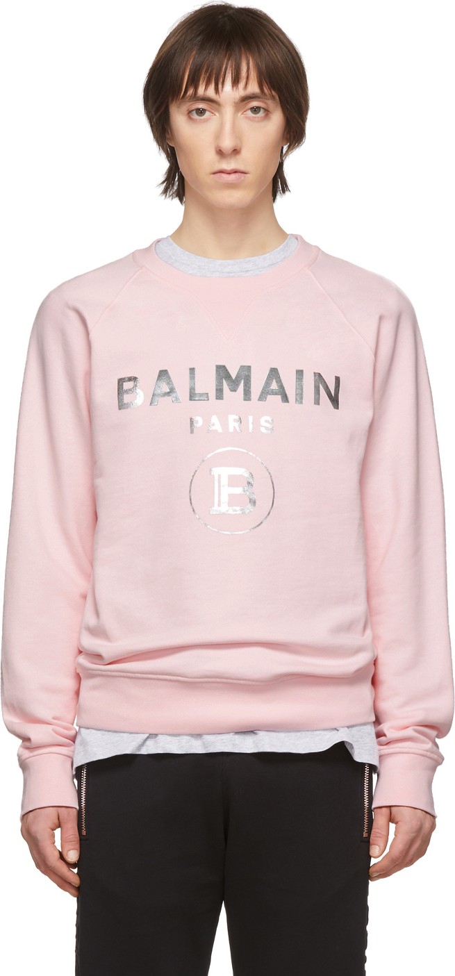 Balmain Pink & Silver Logo Sweatshirt