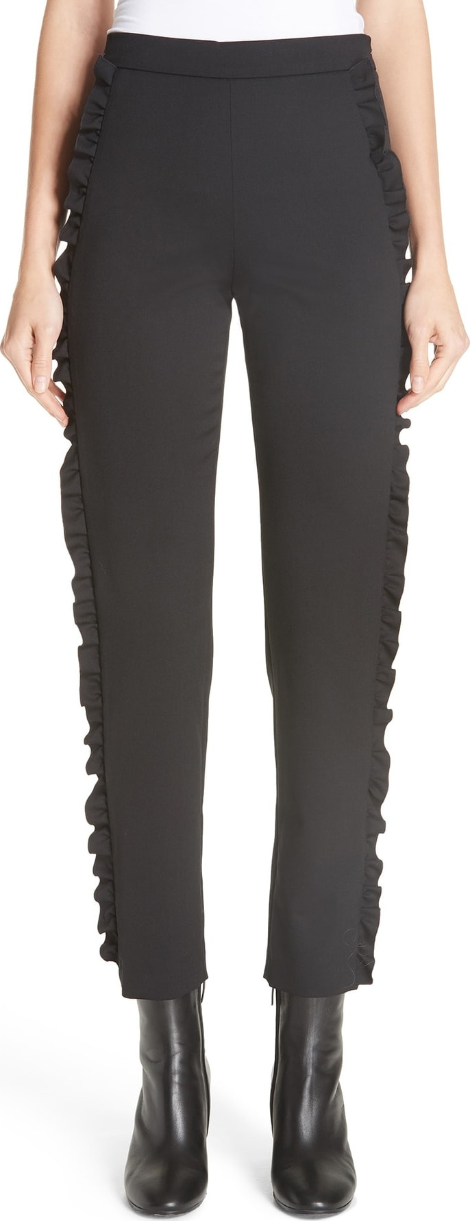 Fuzzi Ruffle Side Stretch Woven Pants
