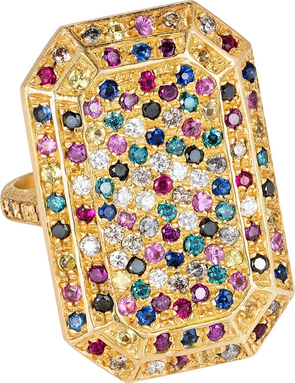 Carolina Bucci 18k Gold Looking Glass Emerald-Cut Ring, Size 6