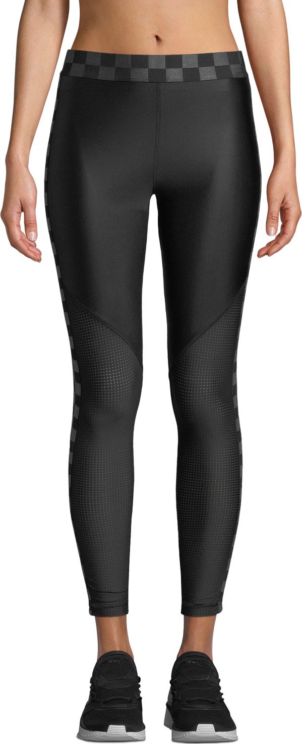 ALALA Varsity Checkered Mesh-Panel Activewear Tights