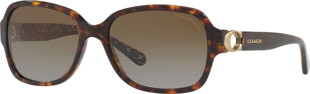 COACH Rectangle Acetate Sunglasses w/ Cutout Logo Temples