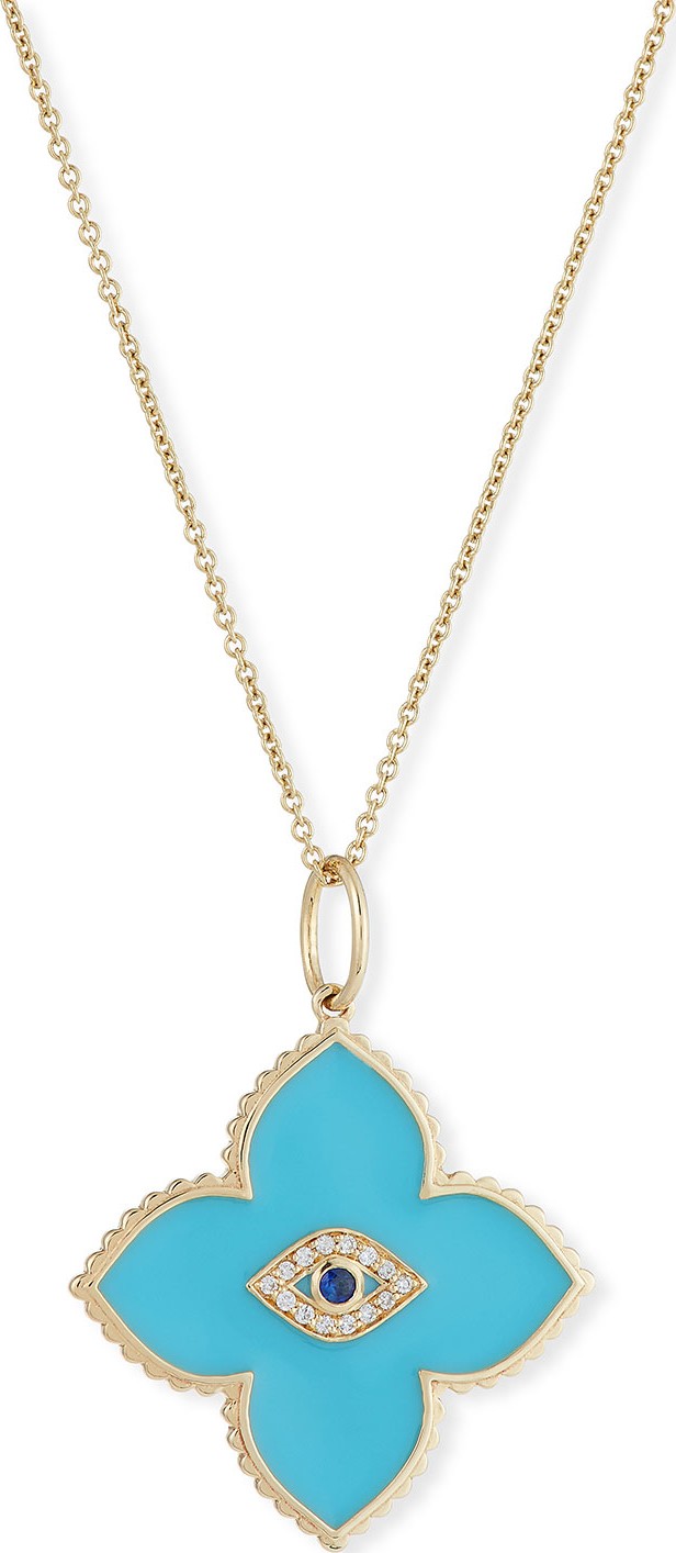 Sydney Evan 14k Moroccan Enamel & Evil Eye Necklace w/ Diamonds