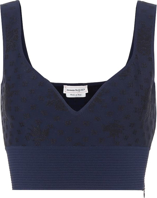 Alexander McQueen Floral-jacquard crop top