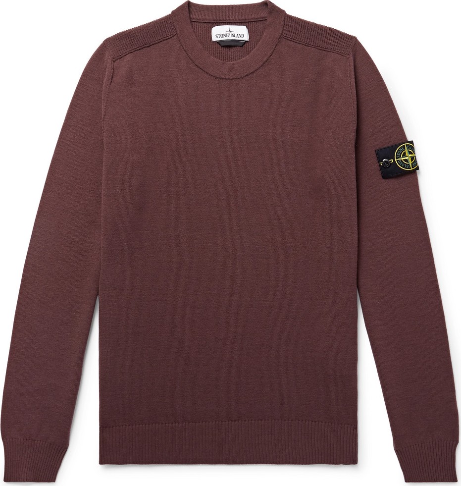 Stone Island Logo-Appliquéd Wool-Blend Sweater