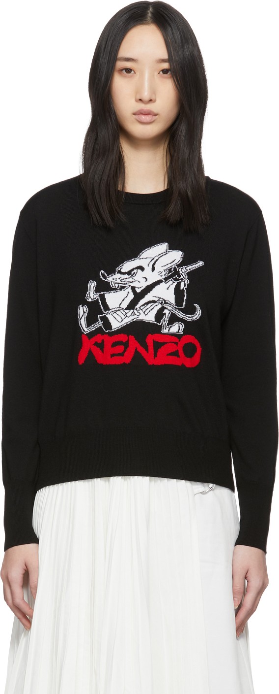 KENZO Black Limited Edition Chinese New Year Kung Fu Rat Crewneck Sweater